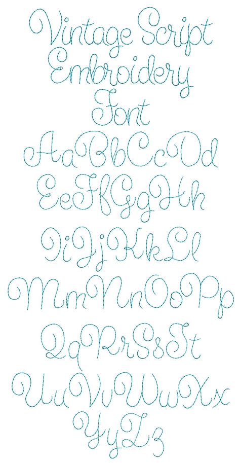 Vintage Script Font Hand Embroidery Letters Vintage Script Fonts