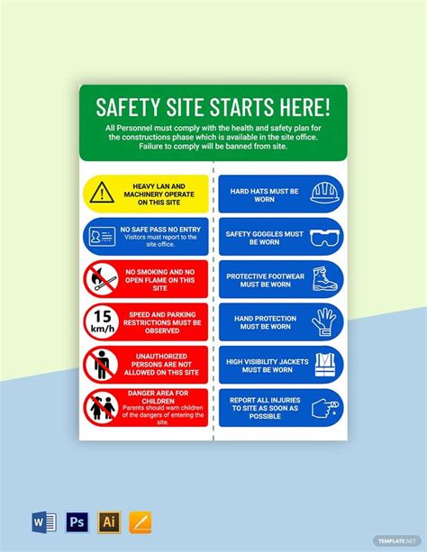 Caution Health And Safety Sign Template Word Psd Apple Pages