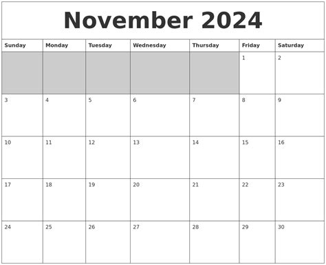 November 2024 Calendar Free Printable With Holidays Latest News