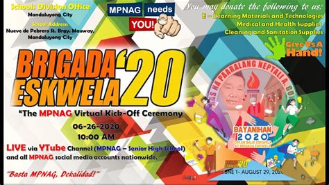 2020 Mpnag Brigada Eskwela Kick Off Ceremony Youtube