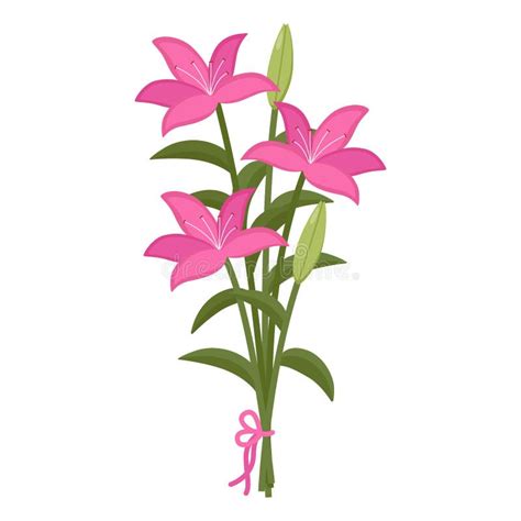 Beautiful Bouquet Of Lilies Vector Illustration Stock Vector
