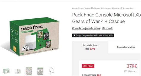 Pack Console Xbox One S 3 Jeux à 379€