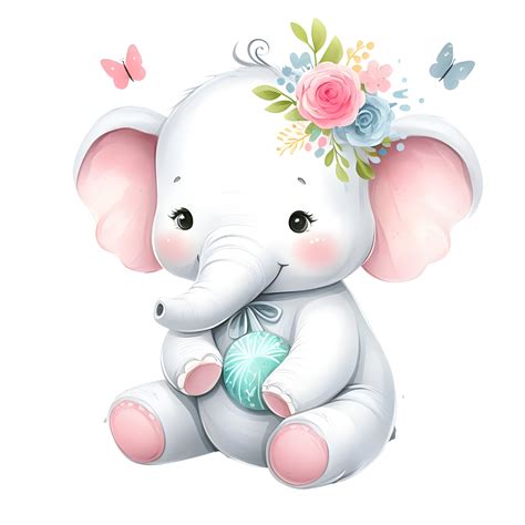 Ai Generated Cute Cartoon Baby Elephant 36108766 Png