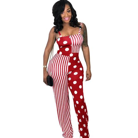 Sexy Spaghetti Strap Jumpsuit And Rompers For Women Striped Polka Dot