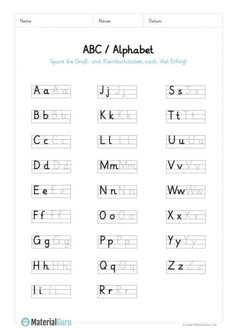 Arbeitsblatt Abc Alphabet Nachspuren Arbeitsblätter Zum Alphabet