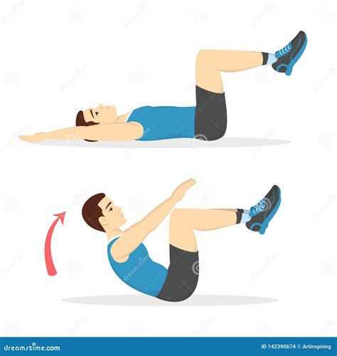 Man Doing Crunches In The Gym Belly Burn Stock Vector Illustration