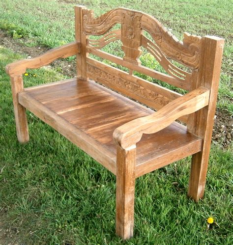 Create A Stylish Garden With Decorative Carved Reclaimed Teak Bench