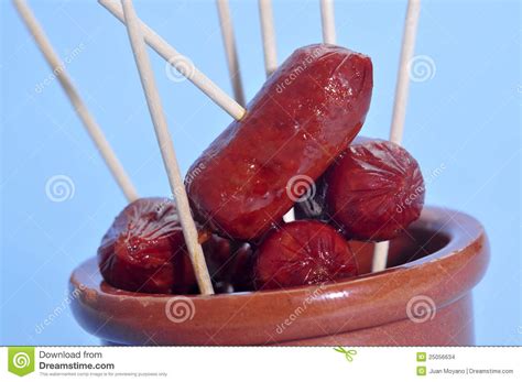 Spaanse Chorizos Stock Foto Image Of Gebraden Blauw 25056634
