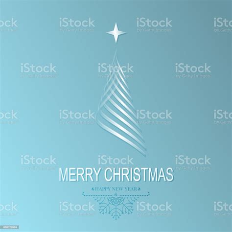 Silhouette Of A Christmas Tree As Strips Bends On A Light Blue