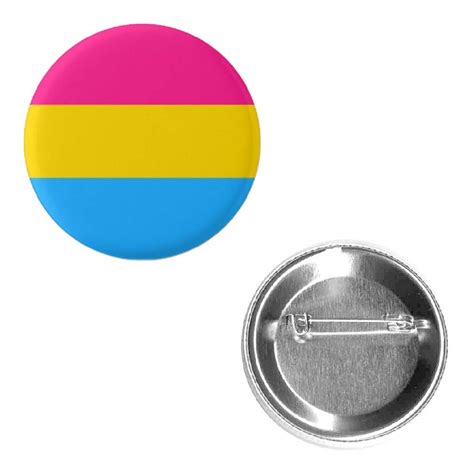 pansexual pan pride flag pin 2 25” round circle shape metal button pin badge pinback