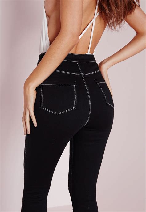 Missguided Vice Super Stretch High Waisted Contrast Stitch Skinny