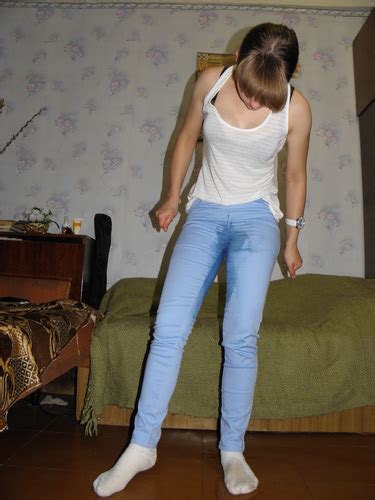 Tania Pisses Her Tight Blue Jeans White Socks Female Omorashi