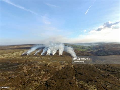 An Aerial View Of Heather Burning On The North York Moors United