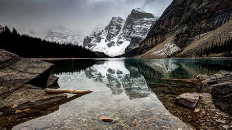 Canada Morraine Lake Mountain Landscape Wallpapers Hd