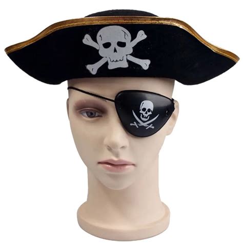 Buy Halloween Party Adult Male Caribbean Pirate Captain Eyepatch Flat Pirate