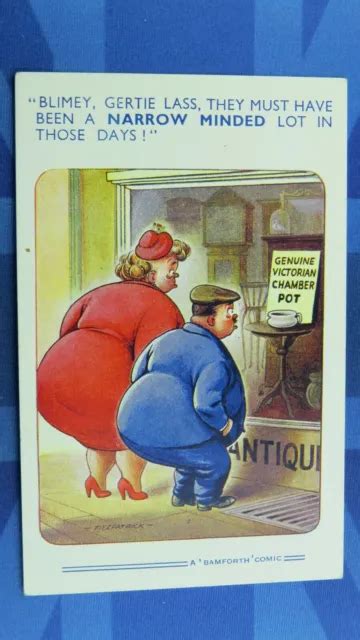 saucy bamforth comic postcard 1960 s bbw fat lady man bum victorian chamber pot £4 76 picclick uk