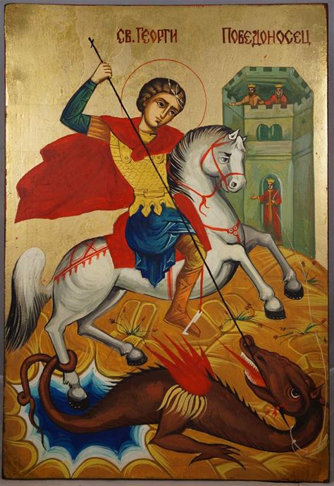 St george's day used to be a national holiday in england. St George Slaying the Dragon Hand-Painted Icon - BlessedMart