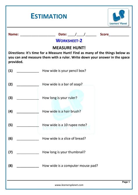 Maths Estimation Worksheets 3rd Grade Study Material
