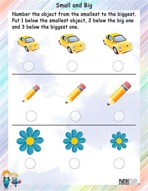 Number The Objects From Smallest To Biggest Math Worksheets