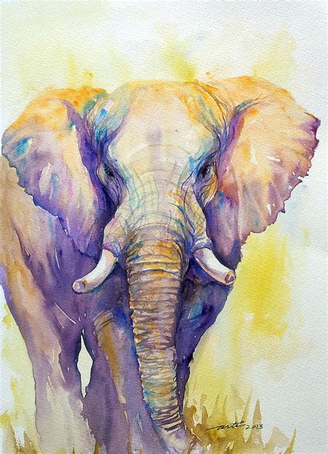 Elephant In Purple Painting By Arti Chauhan Pixels