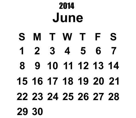 2014 June Calendar Printable Calendar