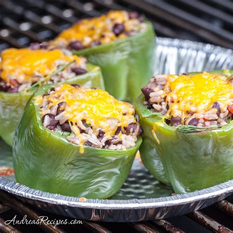 vegetarian grilled mexican stuffed bell peppers recipe andrea meyers