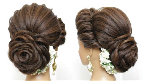 New Bridal Hairstyle With Flower Bun For Long Hair
