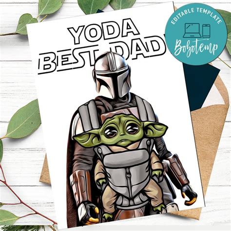 Yoda Best Dad Fathers Day Card To Print At Home Instant Download