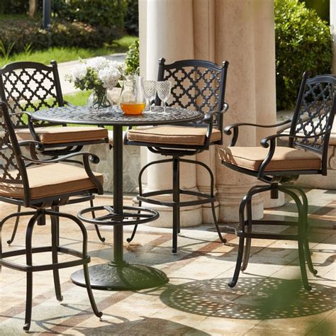 Madison 5 Piece Cast Aluminum Patio Bar Set W 42 Inch Round Table By
