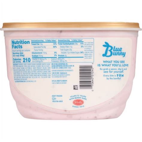 Blue Bunny Cherry Chunk Chocolate Frozen Dairy Dessert Tub 46 Fl Oz
