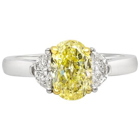 gia certified 17 25 carat intense yellow diamond three stone engagement ring for sale at 1stdibs