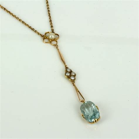 Antique Aquamarine Pearl Pendant In 15ct Gold Selling Jewelry
