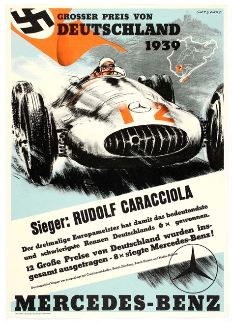 Sold Price Car Racing Poster Grand Prix Germany 1939 Mercedes Benz
