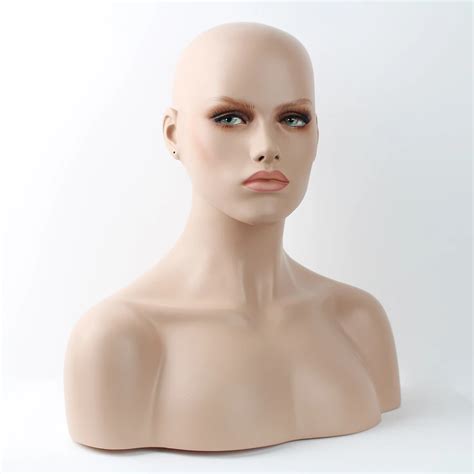 Retail And Services Realistic Female Fiberglass Mannequin Head Bust For