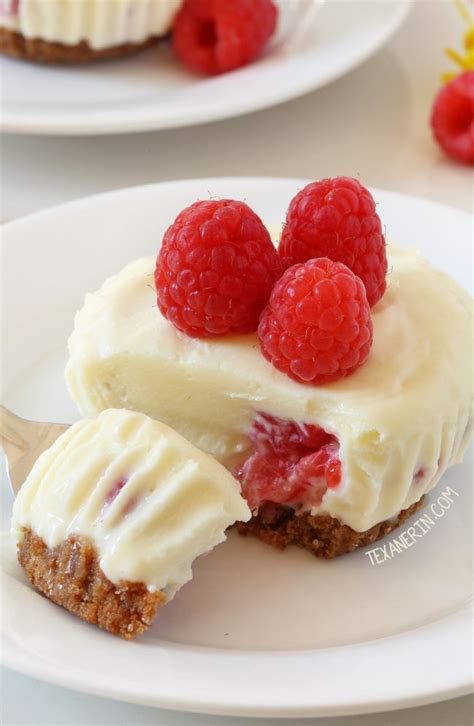 We have white chocolate raspberry cheesecake. No-bake Mini Raspberry Cheesecakes - Texanerin Baking
