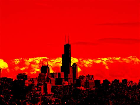 Red Skyline Chicago Color Photograph By Nancy Bechtol