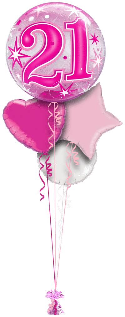 Pink 21st Birthday Bubble Balloon Delivery Balloon Monkey