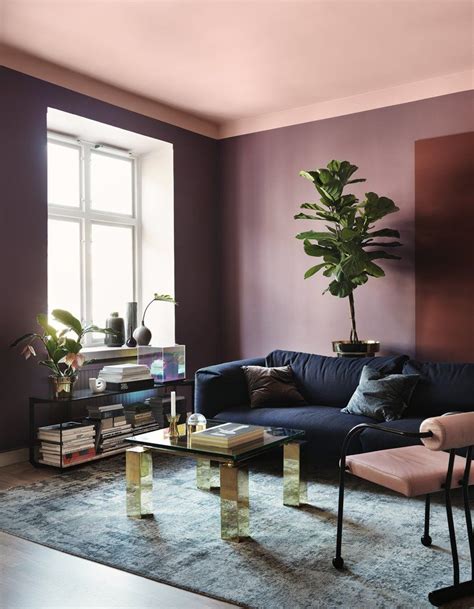 Pink Mauve And Night Blue Living Room Interior Design Affordable