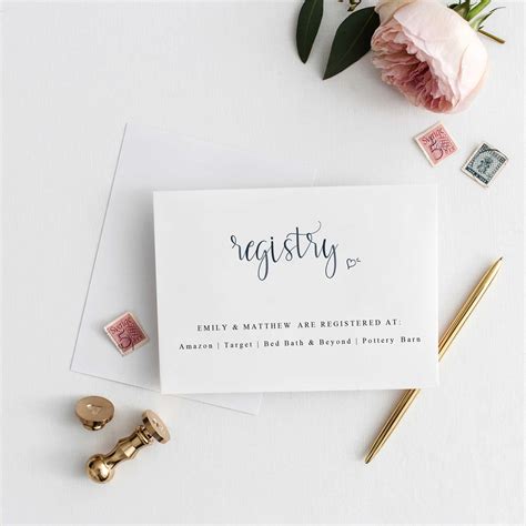 Registry Card Inserts T Registry Card Template Wedding Etsy