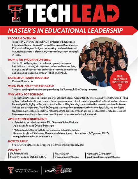 Educational Leadership Masters Graduate Program College Of Education Ttu
