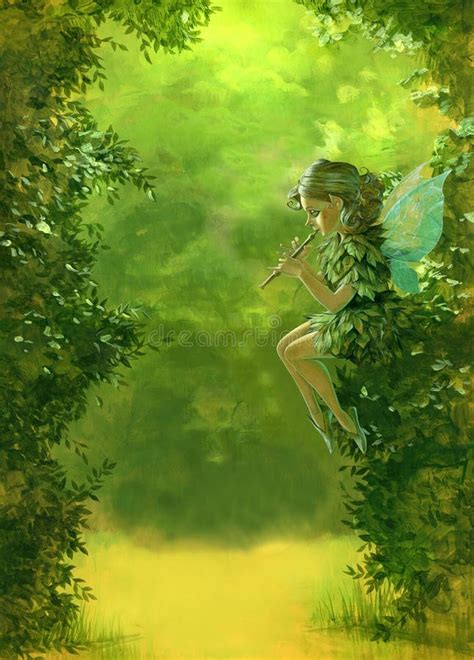 Green Forest Background With A Fairy Stock Illustration Illustration