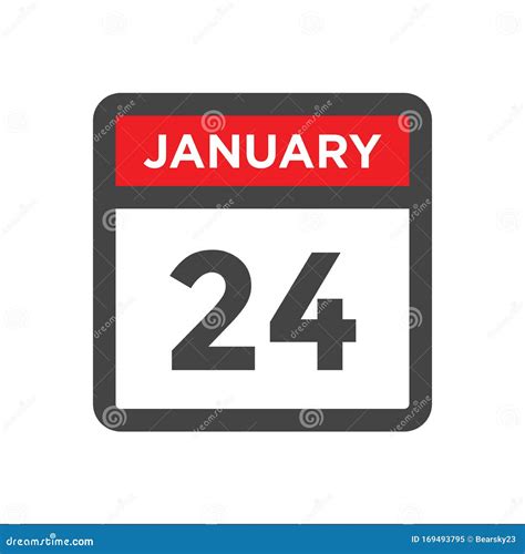 January 24 Calendar Icon Including Day Of Month Stock Vector