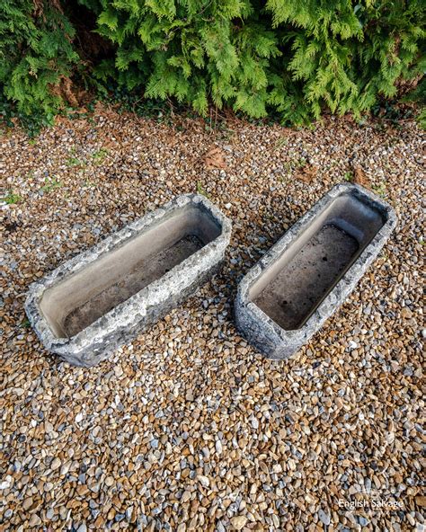 Weathered Reconstituted Stone Trough Planters