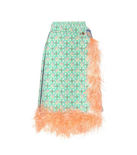 PRADA Feather-trimmed skirt | Feather trim skirt, Feather ...