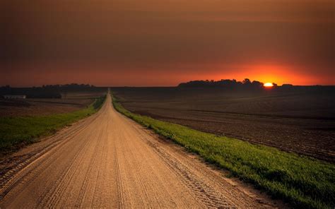 Landscape Sunset Path Plains Dirt Road