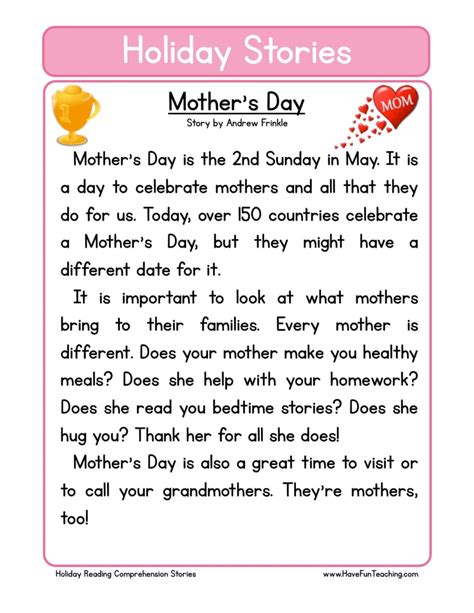Mothers Day Worksheets Free Worksheets