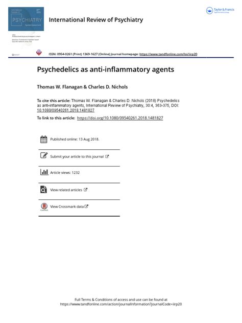 Psychedelics As Anti Inflammatory Agents Pdf Inflammation Immune