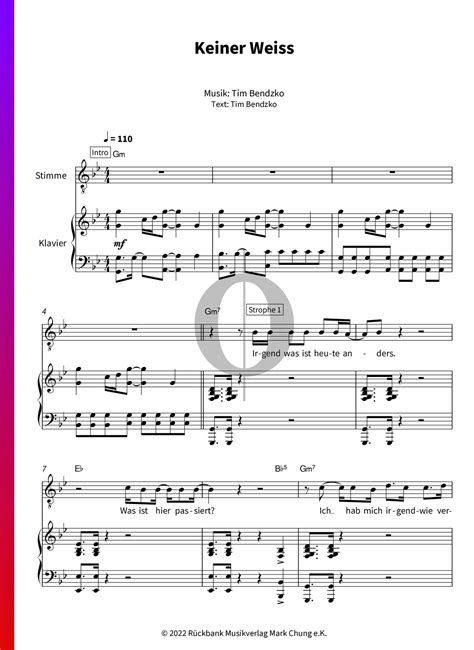 Keiner Weiss Sheet Music Piano Voice OKTAV