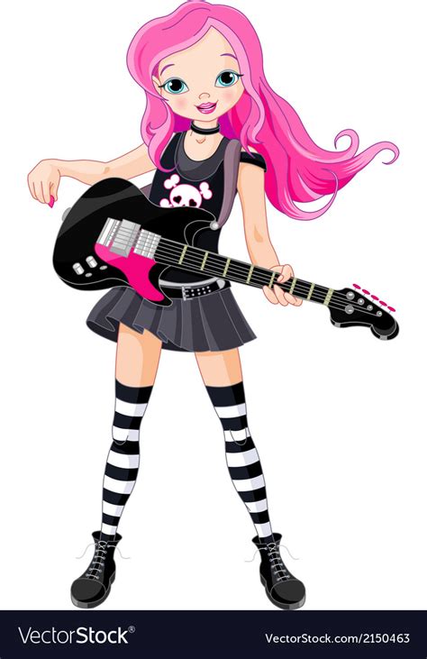Rock Star Girl Playing Guitar Royalty Free Vector Image