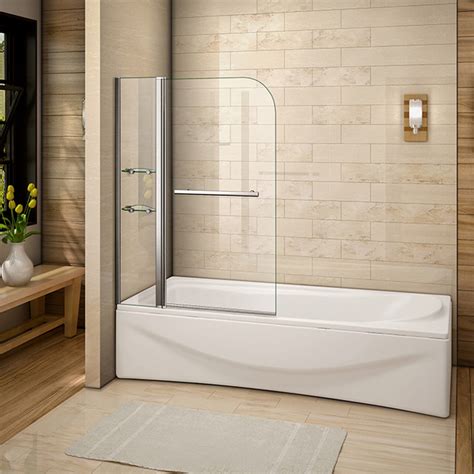 New Aica 180° Pivot Over Bath Shower Screen Tempered Glass Door Panel